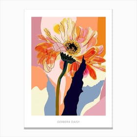 Colourful Flower Illustration Poster Gerbera Daisy 1 Canvas Print