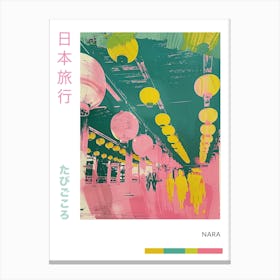 Nara Japan Retro Duotone Silkscreen Poster 5 Canvas Print