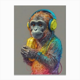 Monkey With Headphones 3 Canvas Print