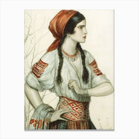 Girl In Slavic Peasant Costume (Between 1890 And 1934) By Wladyslaw Theodore Benda Canvas Print