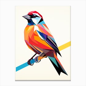 Colourful Geometric Bird Sparrow 1 Canvas Print
