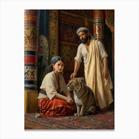 Man And A Tiger Canvas Print