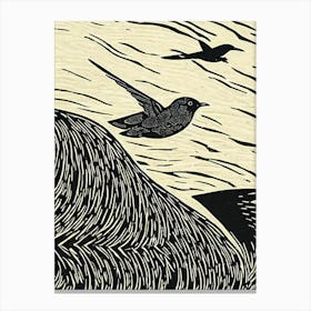 Chimney Swift 2 Linocut Bird Canvas Print
