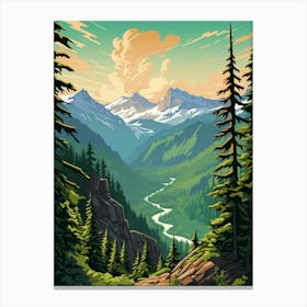 North Cascades National Park Retro Pop Art 9 Canvas Print