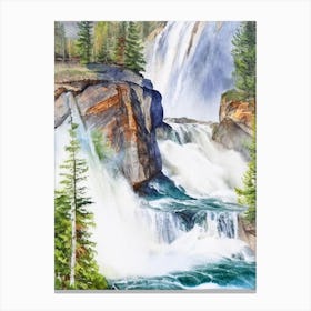 The Upper Falls Of The Yellowstone River, United States Water Colour  (2) Canvas Print