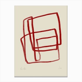 Red Thick Lines On Beige Canvas Print