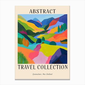 Abstract Travel Collection Poster Queenstown New Zealand 1 Canvas Print