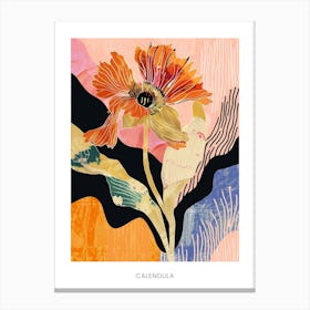 Colourful Flower Illustration Poster Calendula 2 Canvas Print