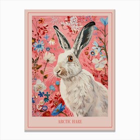 Floral Animal Painting Arctic Hare 1 Poster Canvas Print