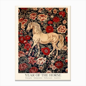 Chinese Lunar Year Of The Horse William Morris Style Canvas Print