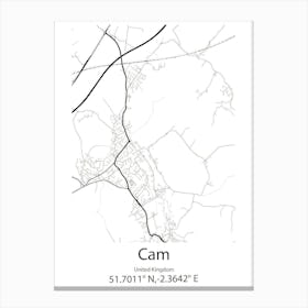 Cam,United Kingdom Minimalist Map Canvas Print