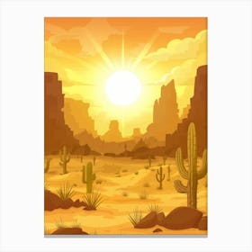 Desert Landscape With Cactus Canvas Print