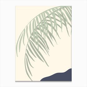 Palm Leaves In Sage And Blue Toile