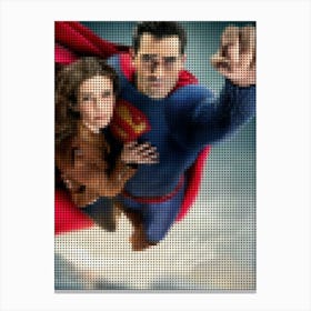 Superman And Lois In A Pixel Dots Art Style Canvas Print