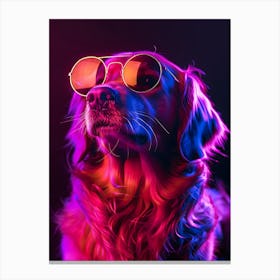 Beautiful Dog Under Neon Lights 14 Canvas Print