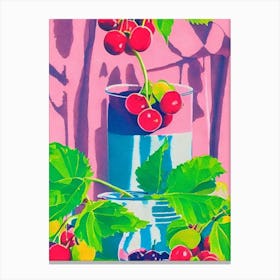 Barbados Cherry Risograph Retro Poster Fruit Canvas Print