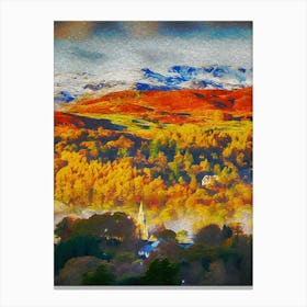 Crinkle Crags Over Loughrigg, Above Ambleside In The Lake District, Uk In Autumn Canvas Print