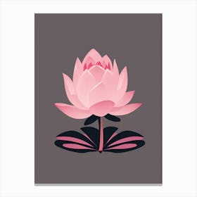 A Pink Lotus In Minimalist Style Vertical Composition 65 Canvas Print