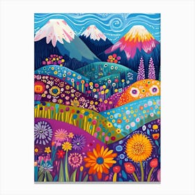 Colorful Landscape With Mountain and Flowers 8 Canvas Print