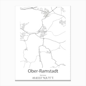 Ober Ramstadt,Germany Minimalist Map Canvas Print