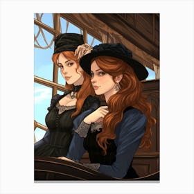 Titanic Ladies Art Deco Illustration 2 Canvas Print