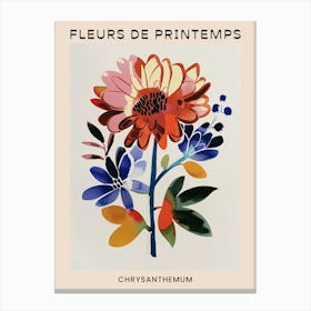 Spring Floral French Poster  Chrysanthemum 2 Canvas Print