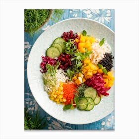 A Photograph Of A Visually Compelling Assortment Of Antioxidant Rich Foods On A Porcelain Dish With Canvas Print