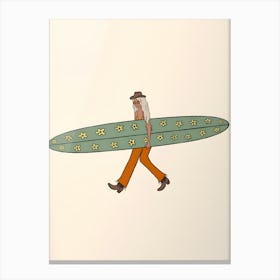 Man Walking With Surfboard Canvas Print