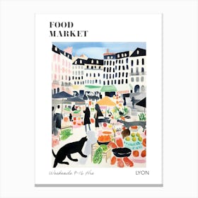 The Food Market In Lyon 3 Illustration Poster Canvas Print