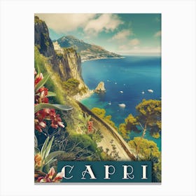 Capri, Italy Italia Coast Vintage Travel Canvas Print