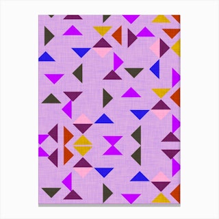 Kilim Triangle Pattern Purple Canvas Print