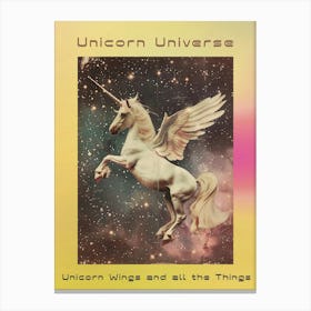 Retro Unicorn With Wings Collage Style 1 Poster Canvas Print