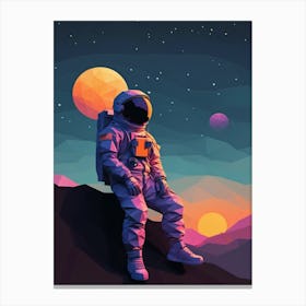Low Poly Astronaut Minimalist Sunset (45) Canvas Print