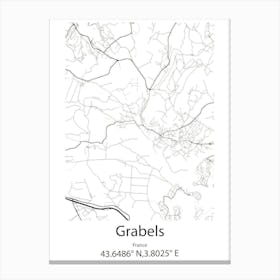 Grabels,France Minimalist Map Canvas Print