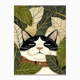 Cat With Leaves 11 Canvas Print