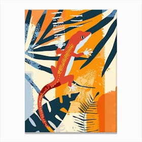 Red Mediterranean House Gecko Abstract Modern Illustration 2 Canvas Print