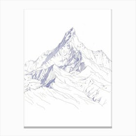 Makalu Nepal China Line Drawing 2 Canvas Print