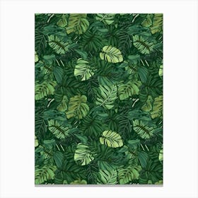 Enchanted Greenery Monstera Leaves In A Tropical Paradise Canvas Print