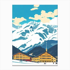 Obertauern, Austria Midcentury Vintage Skiing Poster Canvas Print