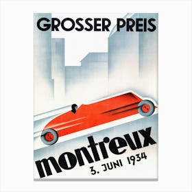 1934 Switzerland Montreux Grand Prix Racing Poster Canvas Print