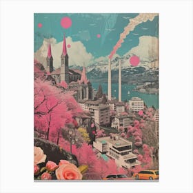 Zurich   Retro Collage Style 1 Canvas Print