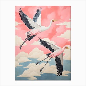 Vintage Japanese Inspired Bird Print Stork 1 Canvas Print