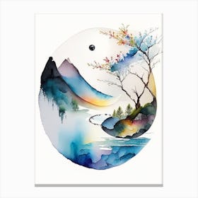 Landscapes 2 Yin And Yang Watercolour Canvas Print