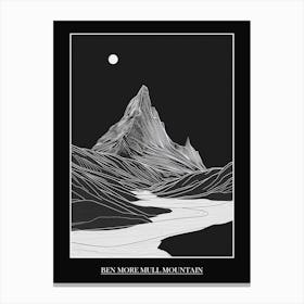 Ben More Mull Mountain Line Drawing 4 Poster Canvas Print