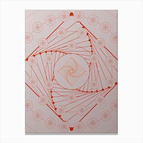 Geometric Abstract Glyph Circle Array in Tomato Red n.0005 Canvas Print