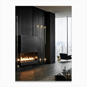 Modern Living Room With Fireplace Canvas Print