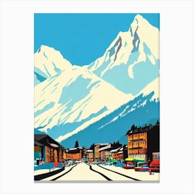 Chamonix 3, France Midcentury Vintage Skiing Poster Canvas Print