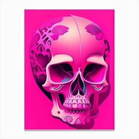 Skull With Surrealistic Elements 2 Pink Pop Art Canvas Print