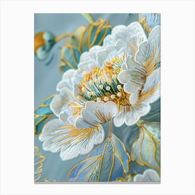 Peony Embroidery 3 Canvas Print