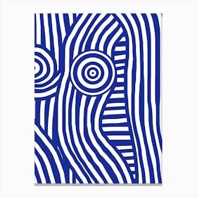 Front Blue And White Striped Nude Canvas Print